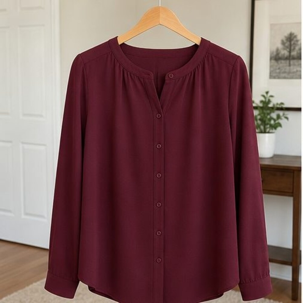 Burgundy Smocked Top